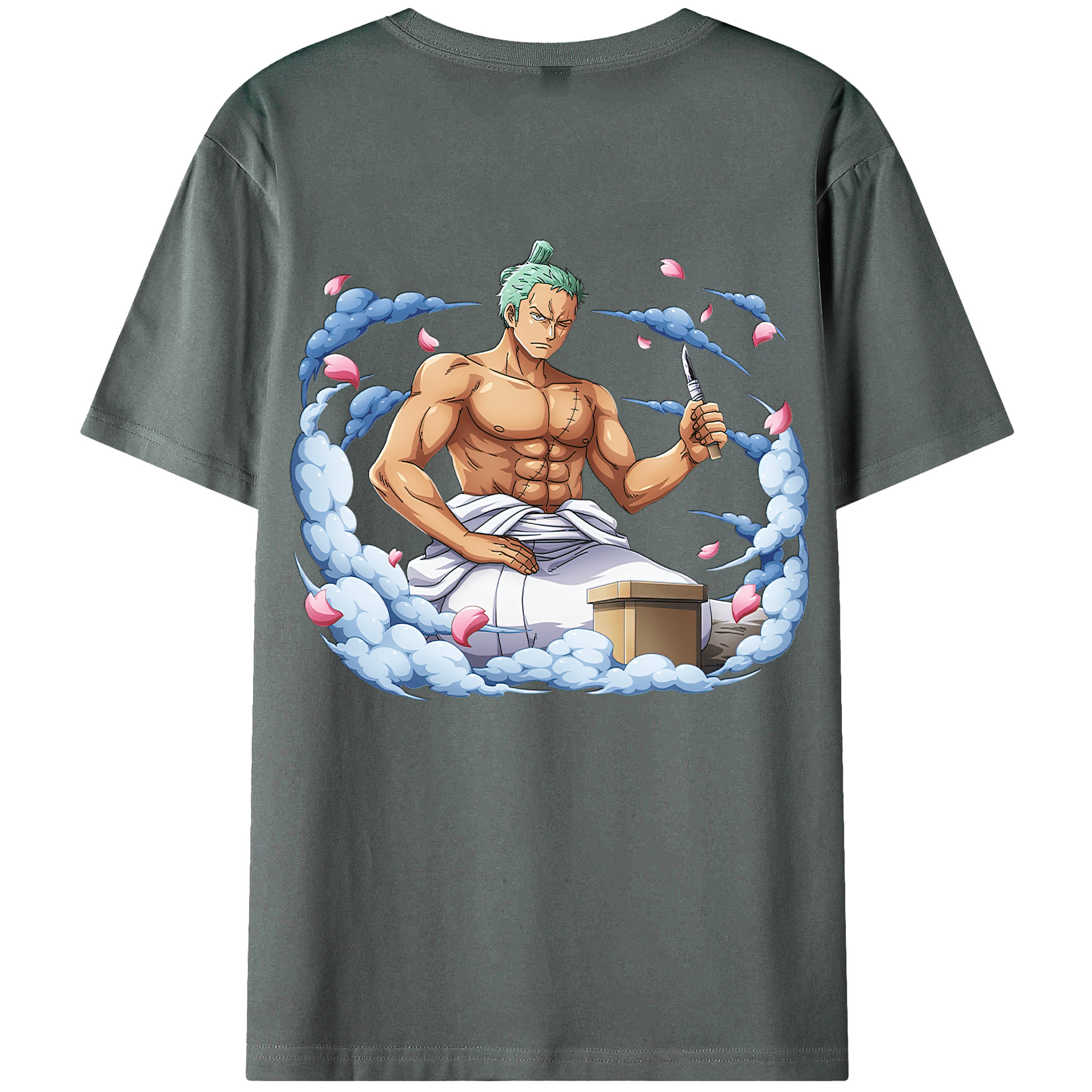 ワンピース ロロノア・ゾロ ONE PIECE Roronoa Zoro 綿100％ メンズ半袖Tシャツ（バックプリント） 通気性